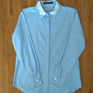 Zara Light Blue Blouse